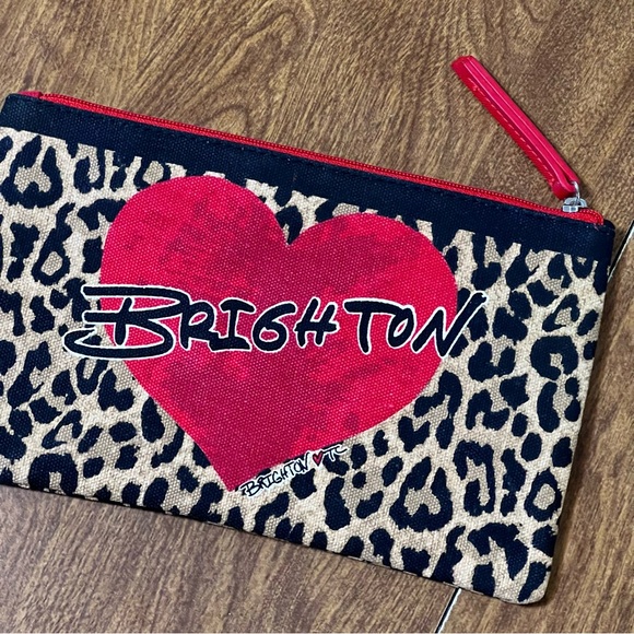 Bringhton red Brown Animal Print zipper Pouch NWOT - Picture 1 of 8